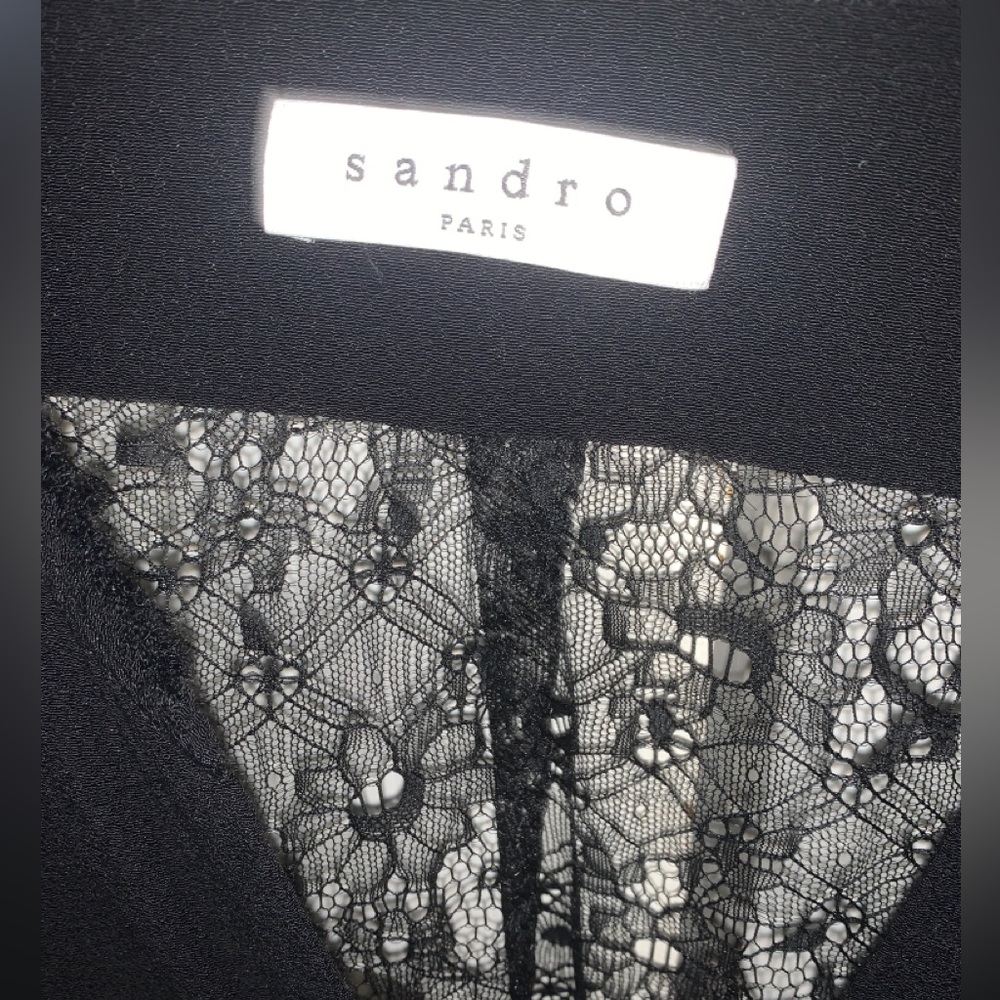 Sandro Black Top with Intricate Lace